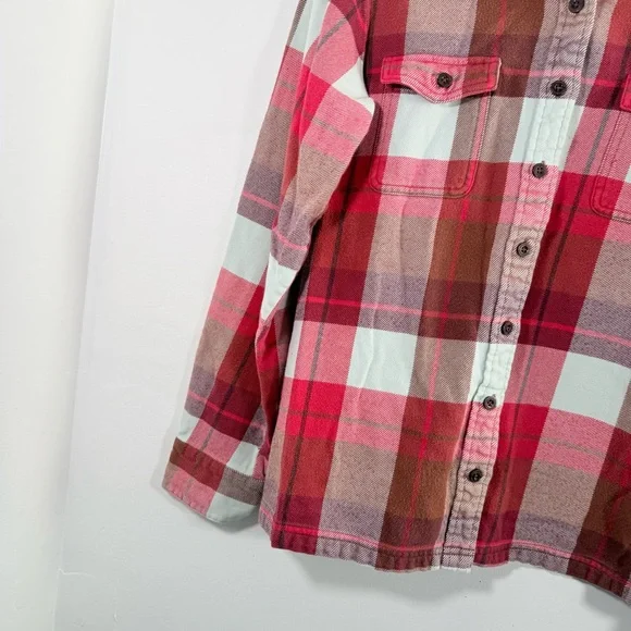 Patagonia Women’s Long Sleeve Fjord Flannel Button Down Shirt Red White 14 - Picture 2 of 10